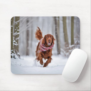 Tapis De Souris Setter Irlandais En Neige