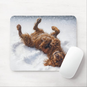 Tapis De Souris Setter Irlandais Faisant un Ange de Neige