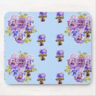 Tapis De Souris Shabby Blue Pansy floral Computer Mouse Mat Pad