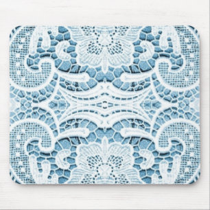 Tapis De Souris Shabby Chic Floral aqua bleu bohème chic dentelle