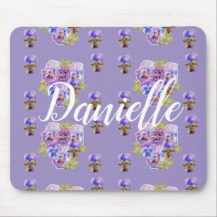 Tapis De Souris Shabby Purple Pansa fleuri Ordinateur Souris Mat P