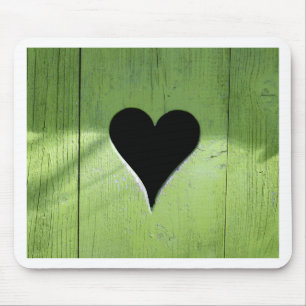 Tapis De Souris SHABBYCHIC coeur en bois vert noir