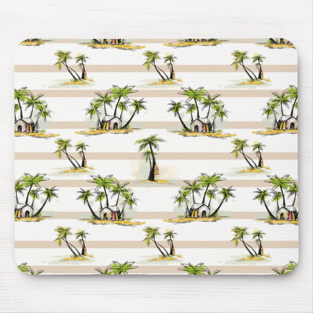 Tapis De Souris Shack tropical et paumes (Devant)
