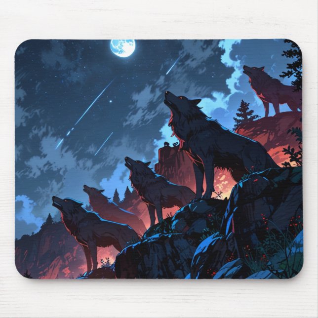 Tapis De Souris 🌑 🔥 Shadowfang - Dark Wolf Pack Mousepad (Devant)