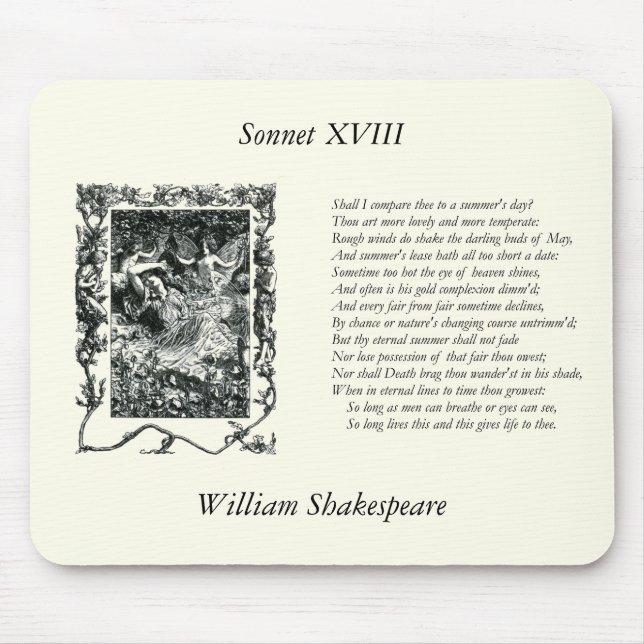 Tapis De Souris Shakespeare Sonnet # 18 (Devant)
