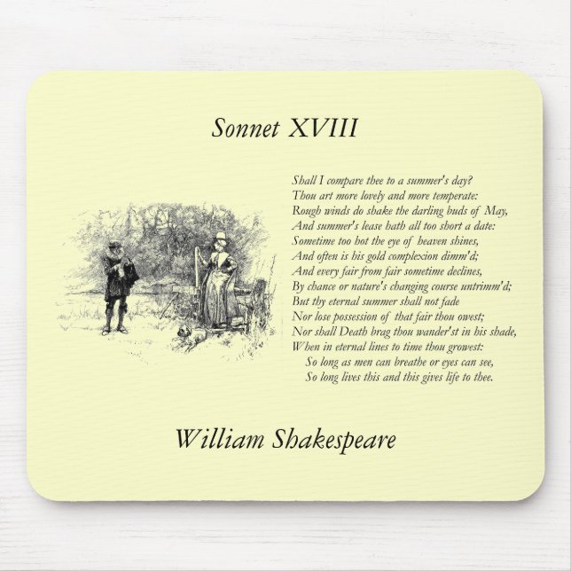 Tapis De Souris Shakespeare Sonnet # 18 (Devant)