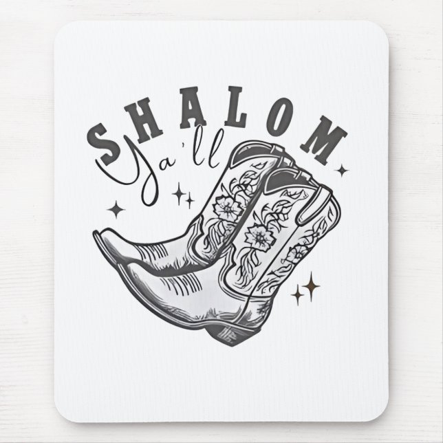 Tapis De Souris Shalom Y'all Cowboy juif Hanoukka Ouest (Devant)
