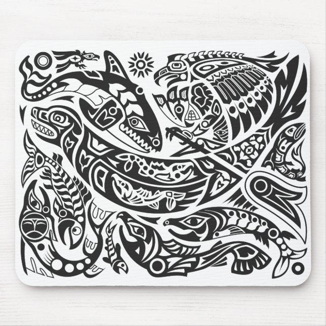 Tapis De Souris Shaman, baleine et thunderbird Art Haida (Devant)