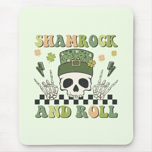 Tapis De Souris Shamrock et rouleau - Clover de squelette (Devant)