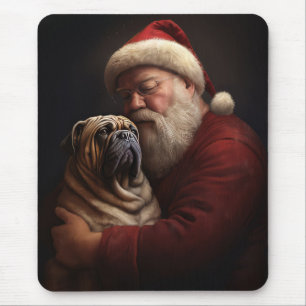Tapis De Souris Shar Pei avec le Père Noël Noël Festif