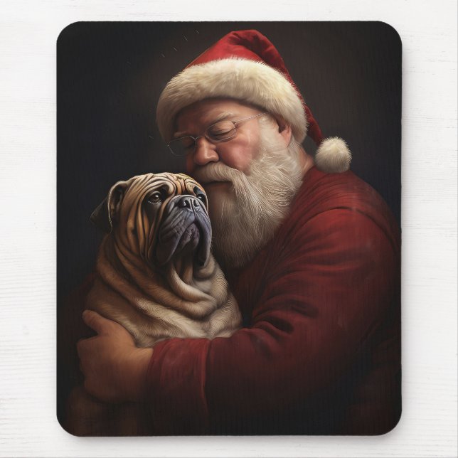 Tapis De Souris Shar Pei avec Noël Festif du Père Noël (Devant)