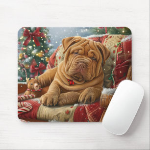Tapis De Souris Shar Pei Chien Festif de Noël