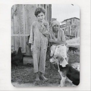 Tapis De Souris Sharecropper Family avec Hound Dog, 1935