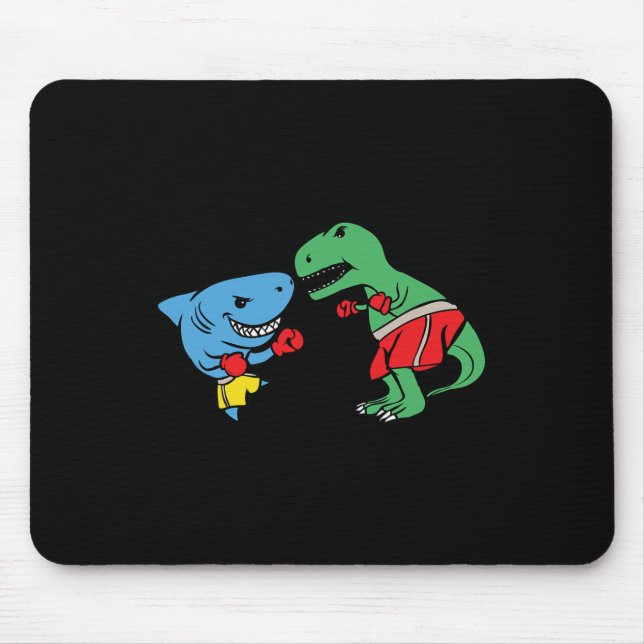 Tapis De Souris Shark Punching T-rex Dinosaur Funny Fighting Boxin (Devant)