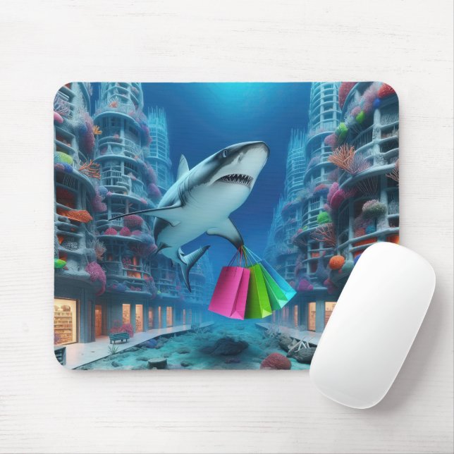 Tapis De Souris Shark Shopping dans un centre subaquatique (Avec souris)