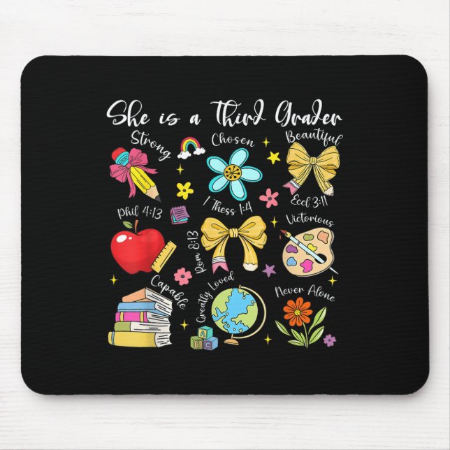 Tapis De Souris She Is A Third Grader Bible Verses Back To School  (Devant)