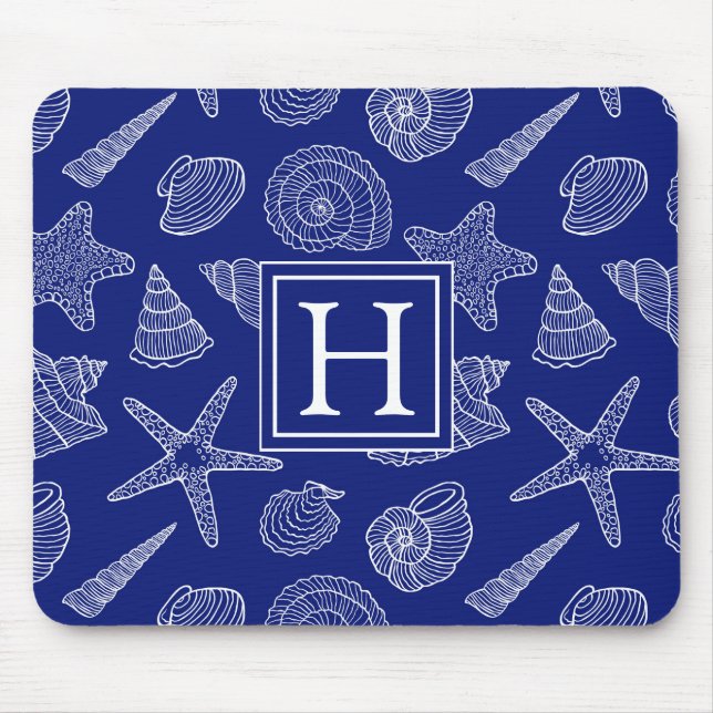 Tapis De Souris Shell bleu lumineux modèlent | ajoutent votre (Devant)