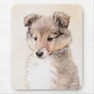 Tapis De Souris Shetland Sheepdog Puppy Painting Original Dog Art
