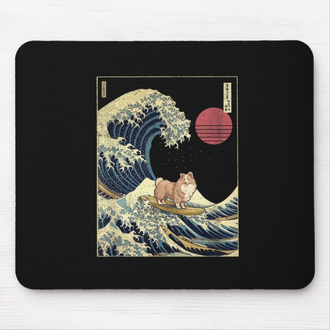 Tapis De Souris Shetland Sheepdog Sheltie Japanese Kanagawa Wave F (Devant)