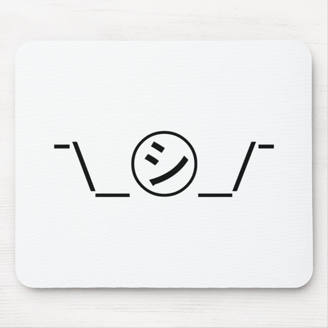 Tapis De Souris Shi Kana Shrug Emoticon -\_ ㋛_/+Japonais Kaomoji (Devant)