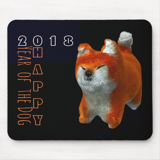 Tapis De Souris Shiba Chiot 3D Art numérique année 2018 Mousepad (Devant)