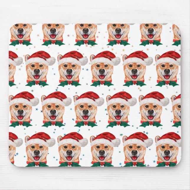 Tapis De Souris Shiba Inu Chien race Étoiles de Noël (Devant)