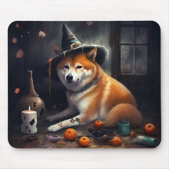 Tapis De Souris Shiba Inu Citrouilles Halloween effrayant (Devant)