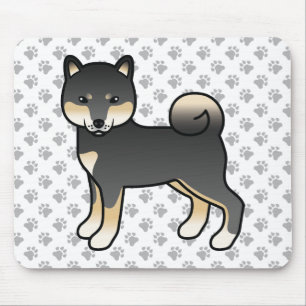 Tapis De Souris Shiba Inu noir et feu Chien de dessin animé et pat