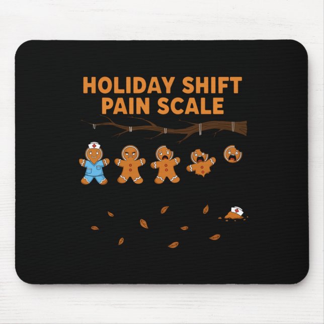 Tapis De Souris Shift Nurse Pain Scale Funny Gingerbread Rn Christ (Devant)