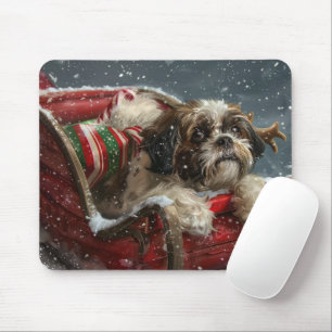 Tapis De Souris Shih Tzu Chien Festif de Noël