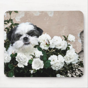 Tapis De Souris Shih Tzu et roses