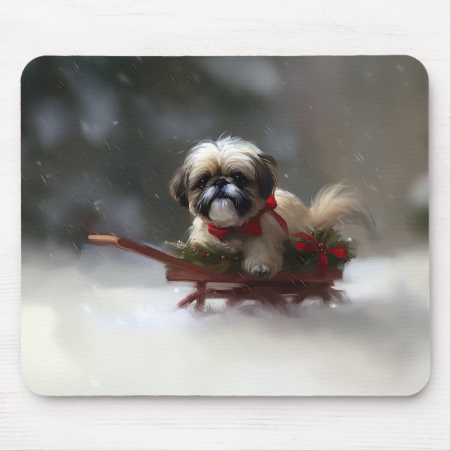 Tapis De Souris Shih Tzu hiver neige de Noël (Devant)