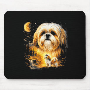 Tapis De Souris Shih tzu hurlant à la lune vintage 90s drôle de ch