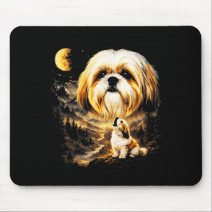 Tapis De Souris Shih Tzu Hurle à la Lune Vintage 90s Drôle de Chie