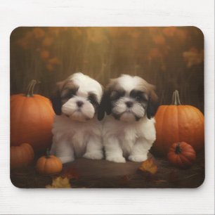 Tapis De Souris Shih Tzu Puppy Automne Citrouille de plaisir