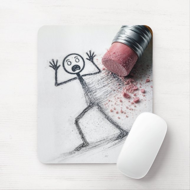 Tapis De Souris Shocked Stick Figure Man with Eraser (Avec souris)