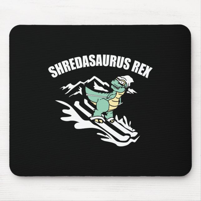 Tapis De Souris Shredasaurus Rex Ski Dinosaur Kids Funny Skiing Gi (Devant)