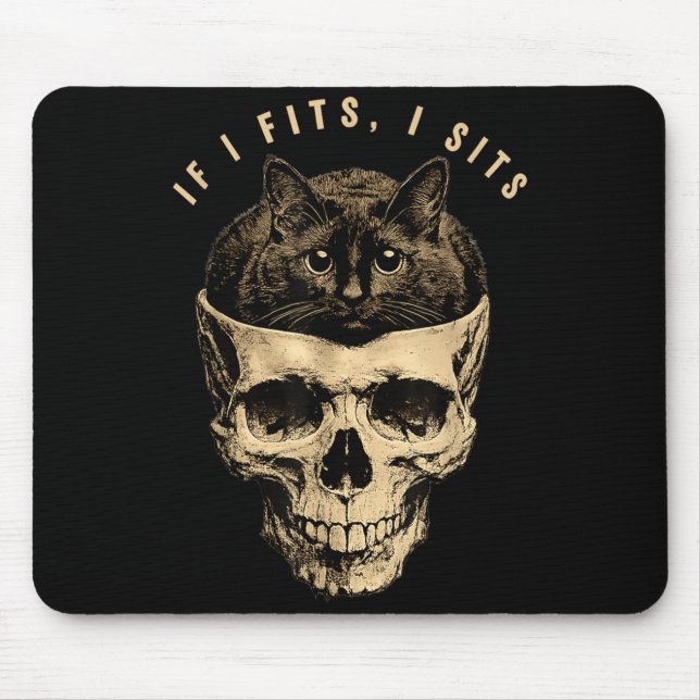 Tapis De Souris Si ça rentre ça s'assoit Crâne de chat noir Mème d (Devant)