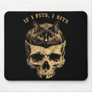 Tapis De Souris Si ça rentre je m'assois Crâne de chat noir Humour