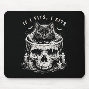 Tapis De Souris Si ça rentre je m'assois Crâne de chat noir Humour