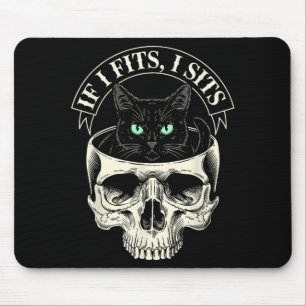Tapis De Souris Si ça va Siège Crâne de Chat Noir Humour Mème Mini