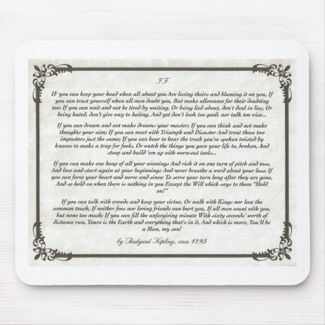 Tapis De Souris SI un poème de inspiration pour des jeunes hommes (Devant)