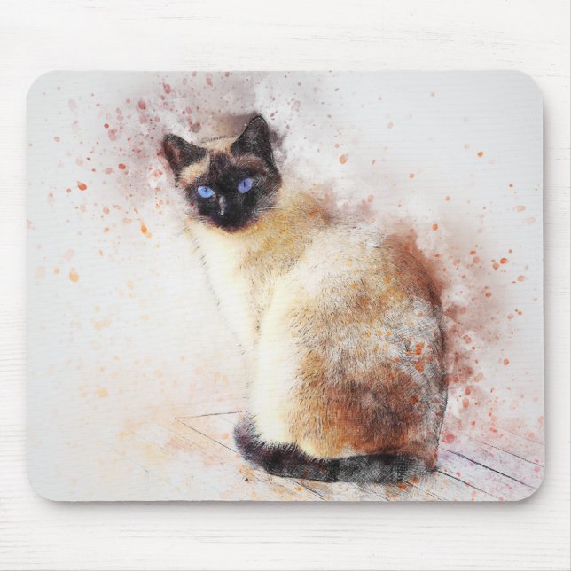 Tapis De Souris Siamais | ABSTRAIT | Aquarelle (Devant)