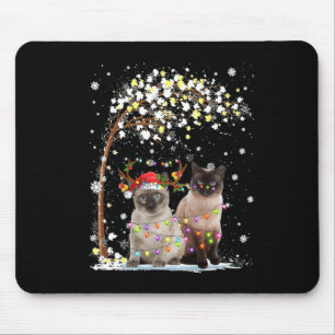Tapis De Souris Siamese Cat Reindeer Casquette Père Noël Christmas