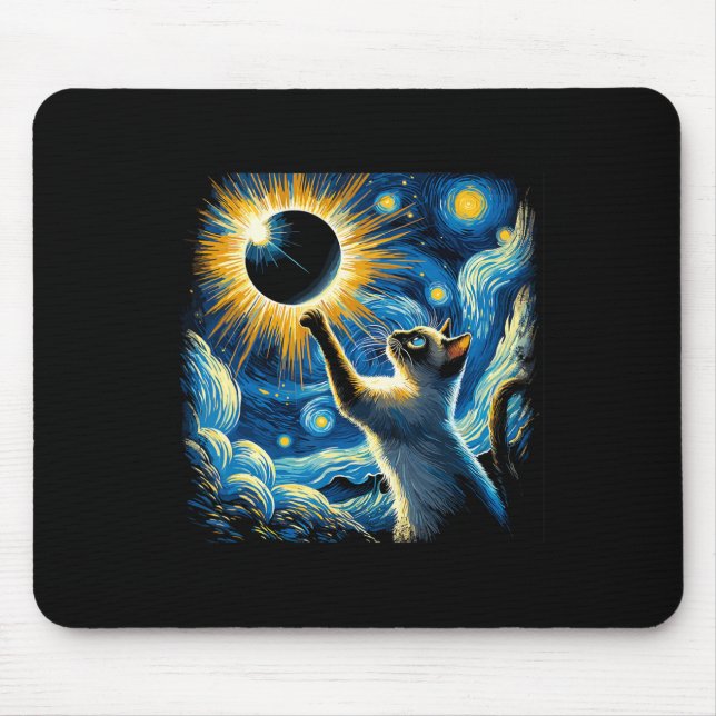 Tapis De Souris Siamese Chat 2024 Van Gogh Starry Nuit Siamese Cha (Devant)