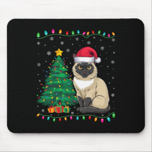 Tapis De Souris Siamese Chat Santa Hat Hommes Femmes Enfants Noël