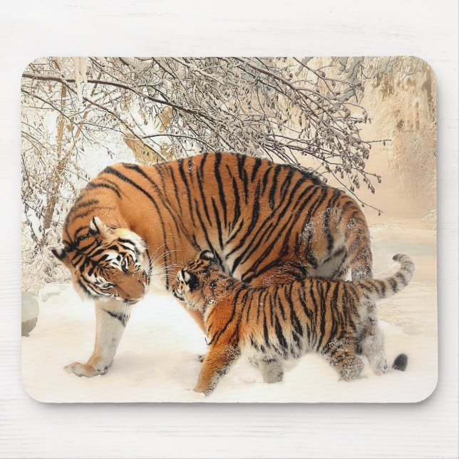 Tapis De Souris Siberian Tiger Mother and Kitten (Devant)