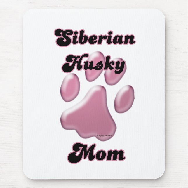 Tapis De Souris Sibérie Husky Maman Pink Pawprint (Devant)