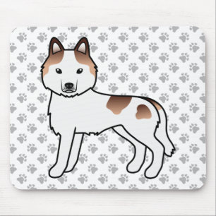 Tapis De Souris Sibérien Husky à robe pie rouge Chien de dessin an