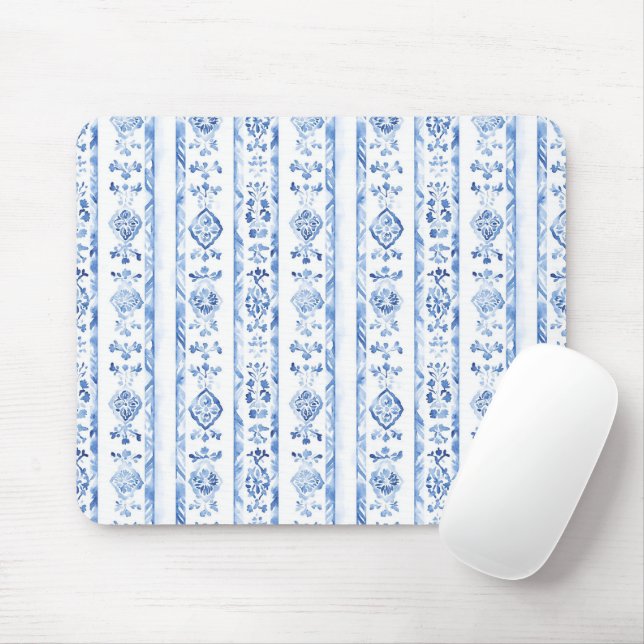 Tapis De Souris Sicile Italien Rustique Rayures Bleues (Avec souris)